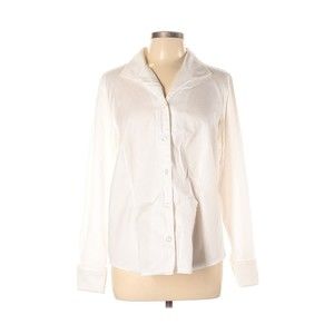 Mary McFadden Womens Sz L White Long Sleeve Button Down Shirt